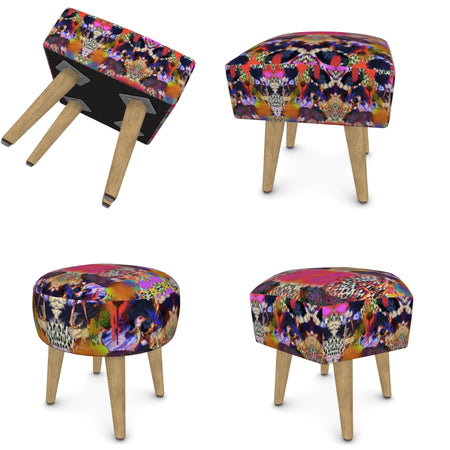 CONGO BUTTERFLY PAINT FOOTSTOOL