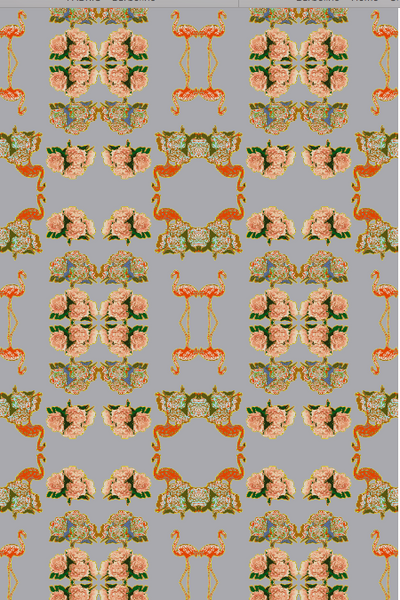 FLAMINGO PEONIES ECO CANVAS FABRIC-GREY