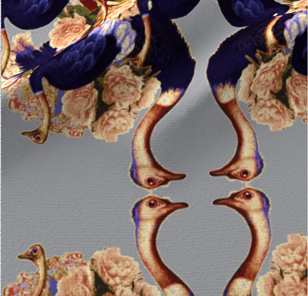 OSTRICH PEONY VELVET FABRIC - GREY