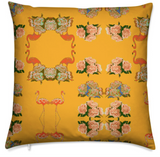 FLAMINGO PEONIES MEDIUM CUSHION - BURNT ORANGE