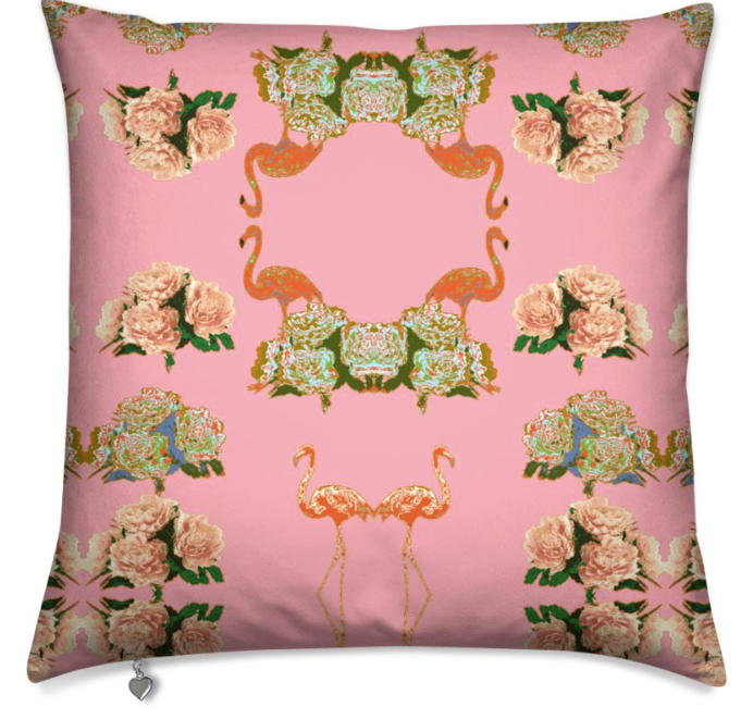 FLAMINGO PEONIES MEDIUM CUSHION - ROSE