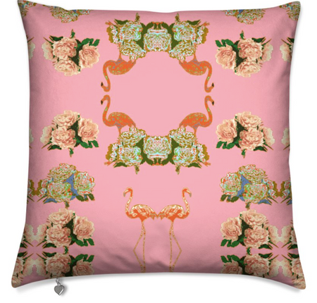 OSTRICH PEONIES MEDIUM CUSHION - VERTE