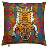 KINSHASA TIGER  LARGE CUSHION - PETROL