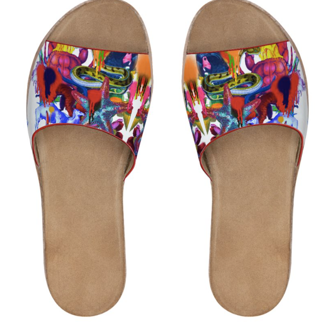 PAINTED LEATHER SLIDES