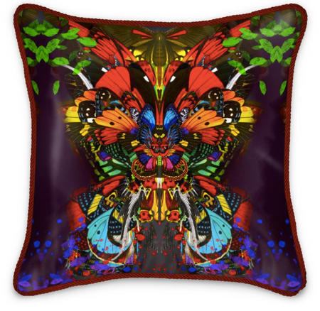 WILD BUTTERFLY MEDIUM CUSHION - NOIR