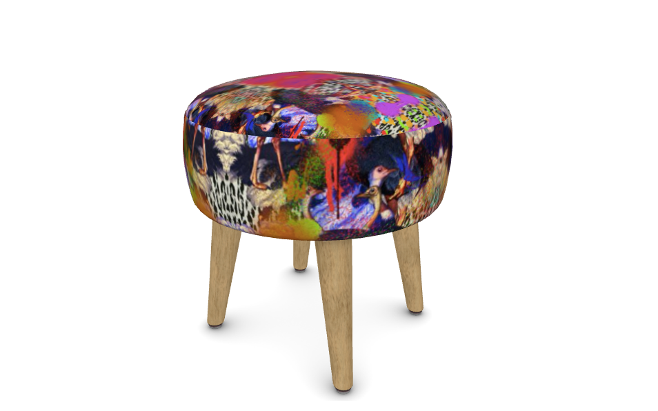 OSTRICH PAINT FOOTSTOOL