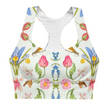 Lizzie Print Longline Sports Bra-White