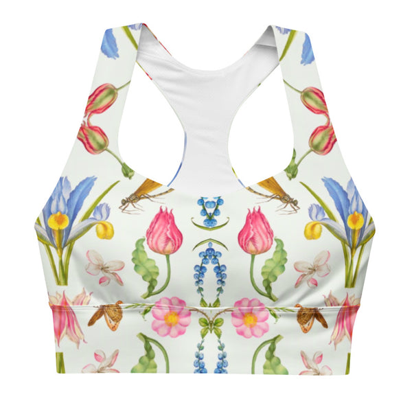 Lizzie Print Longline Sports Bra-White