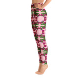 Peacock rose Print Yoga Leggings-White