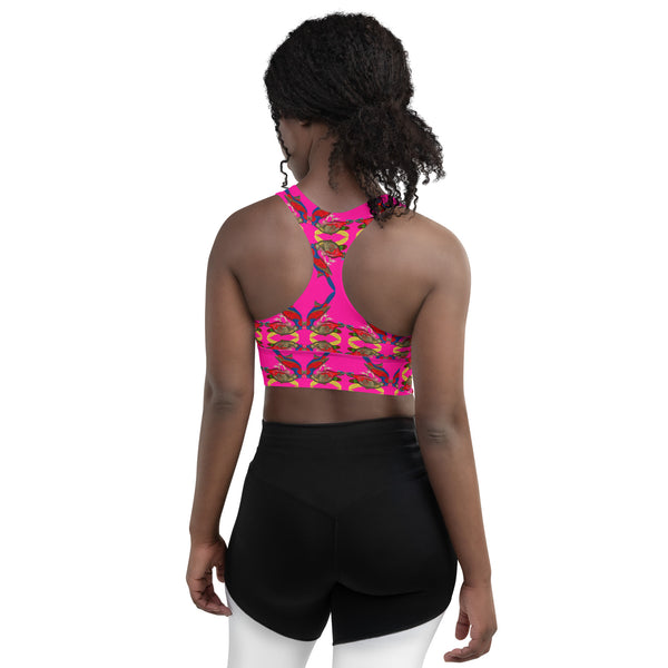 Pheasant Print Longline Sports Bra