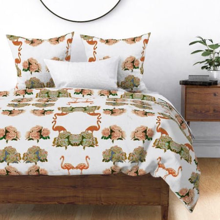 Flamingo peonies Comforter