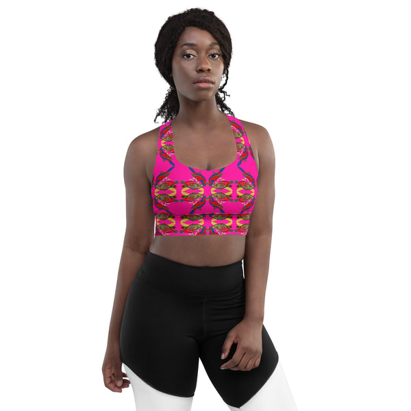 Pheasant Print Longline Sports Bra