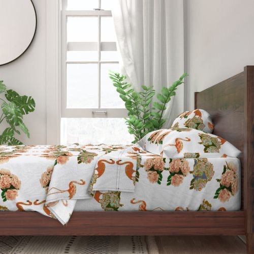FLAMINGO PEONIES DUVET COVER