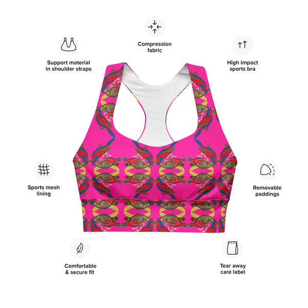 Pheasant Print Longline Sports Bra