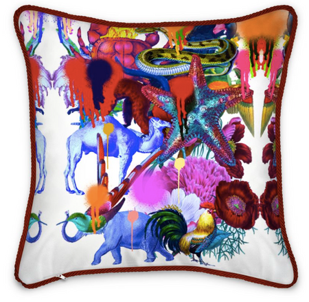 PAINTED MEDIUM CUSHION - WHITE