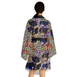 Ostrich leo Long Sleeve Kimono Robe