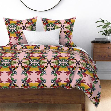 Flamingo peonies Comforter