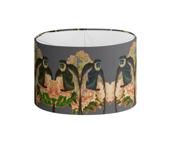 MAKAKU PEONIES DRUM LAMPSHADE-NOIR