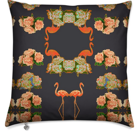 JARDIN DE FLEUR WILD MEDIUM CUSHION - NOIR