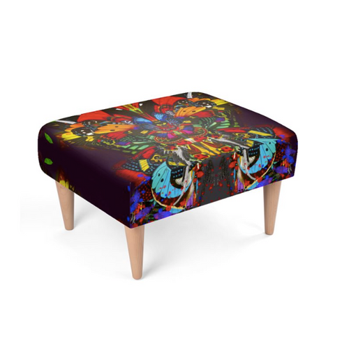 CONGO BUTTERFLY PAINT FOOTSTOOL-