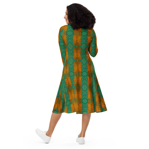 Greeny long sleeve dress