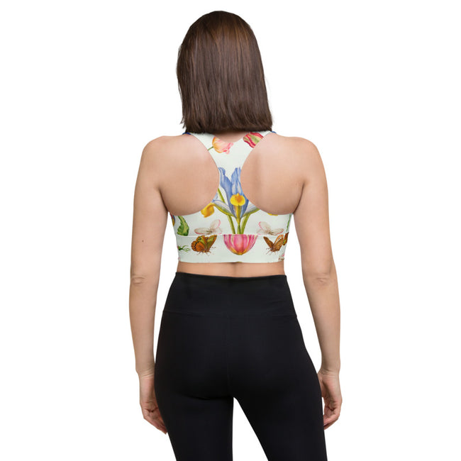 Lizzie Print Longline Sports Bra-White