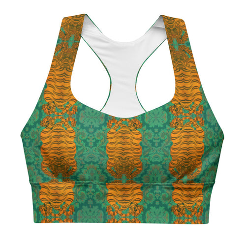 Greeny Print Longline Sports Bra
