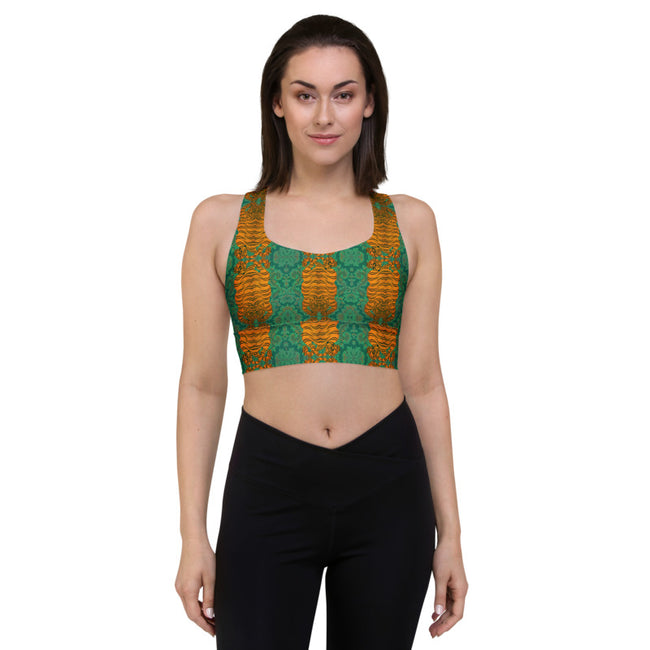 Greeny Print Longline Sports Bra