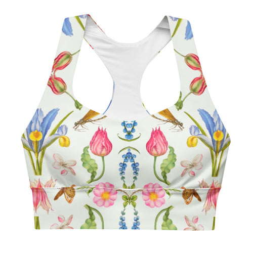 Lizzie Print Longline Sports Bra-White
