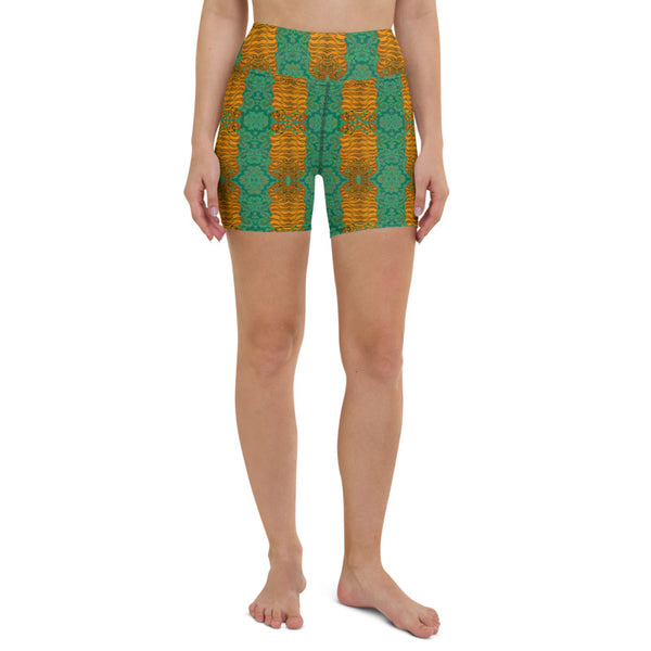 Greeny Shorty Print Yoga Shorts