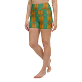 Greeny Shorty Print Yoga Shorts