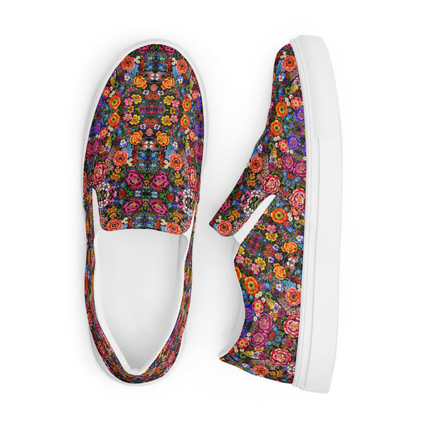 Printed slip on canvas shoes