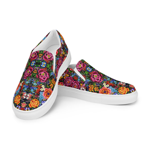 Printed slip on canvas shoes