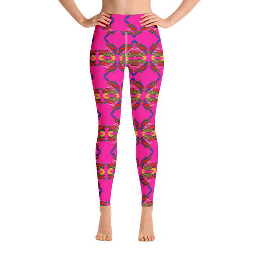 Pheasant Print Yoga Leggings-White