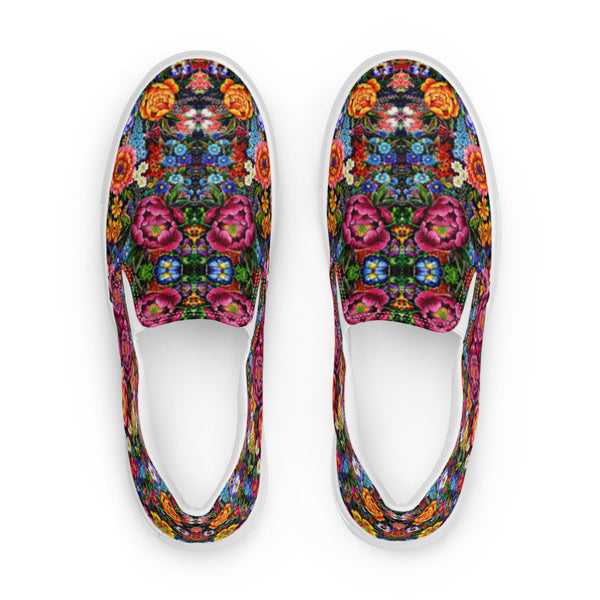 Printed slip on canvas shoes