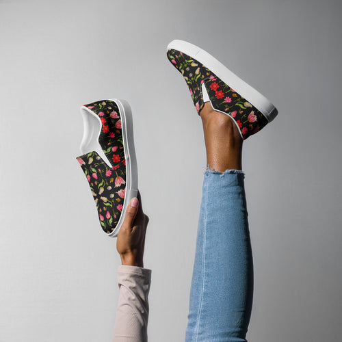 Printed slip on canvas shoes