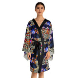 Ostrich leo Long Sleeve Kimono Robe