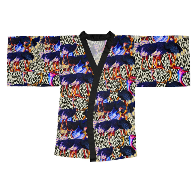 Ostrich leo Long Sleeve Kimono Robe